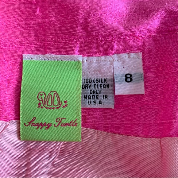 Snappy Turtle Silk Floral Appliqué Trim Pencil Skirt Pink Sz 8 - Picture 9 of 9